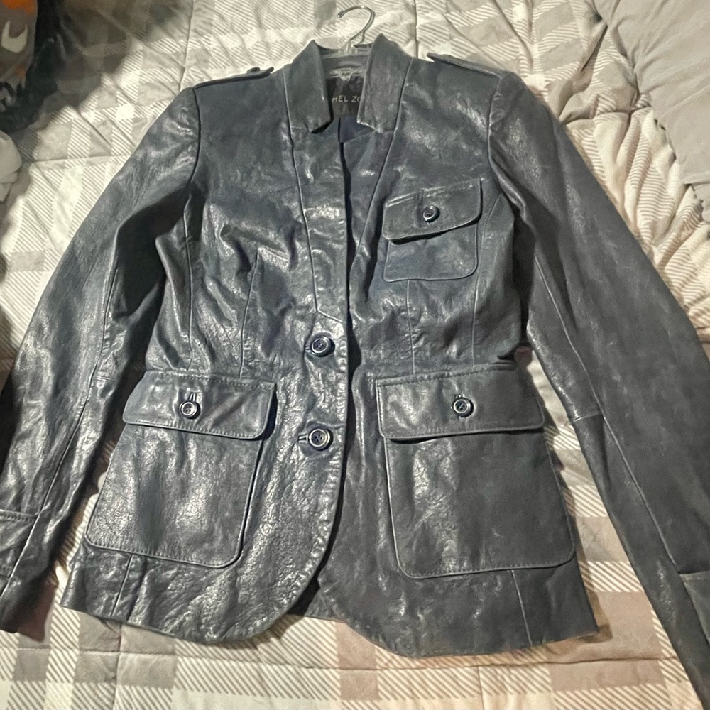 Rachel Zoe Navy Leather Blazer